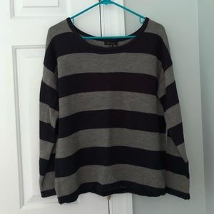 Navy and Grey Sweater w/ Button Detailing on back